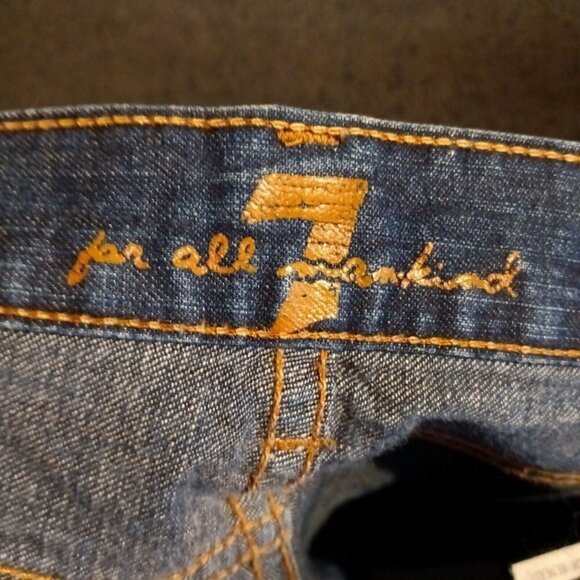 7 For All Mankind Jeans Women's 27 Boot Cut Low Rise Dark Wash USA 30 X 29.5 - Picture 6 of 9